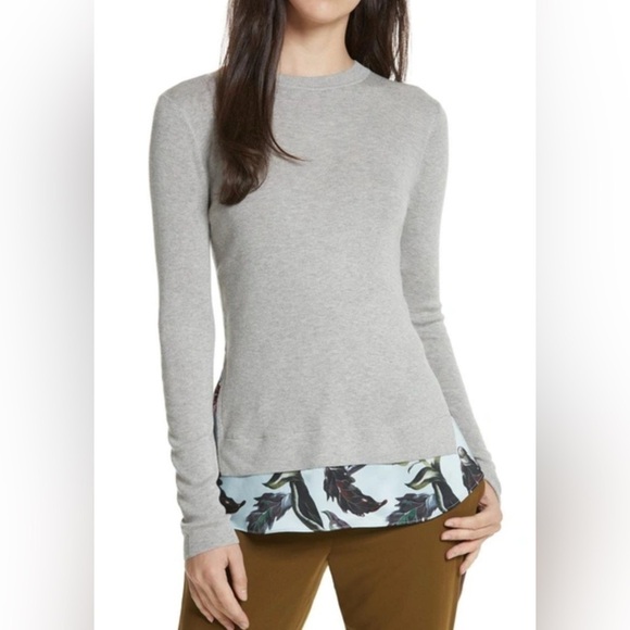 Ted Baker Karley Mineral Mockable Mixed Media Floral Sweater size 4 US 12 - Picture 1 of 6